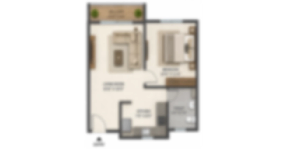Arihant Bypass 1 BHK Floor Plan